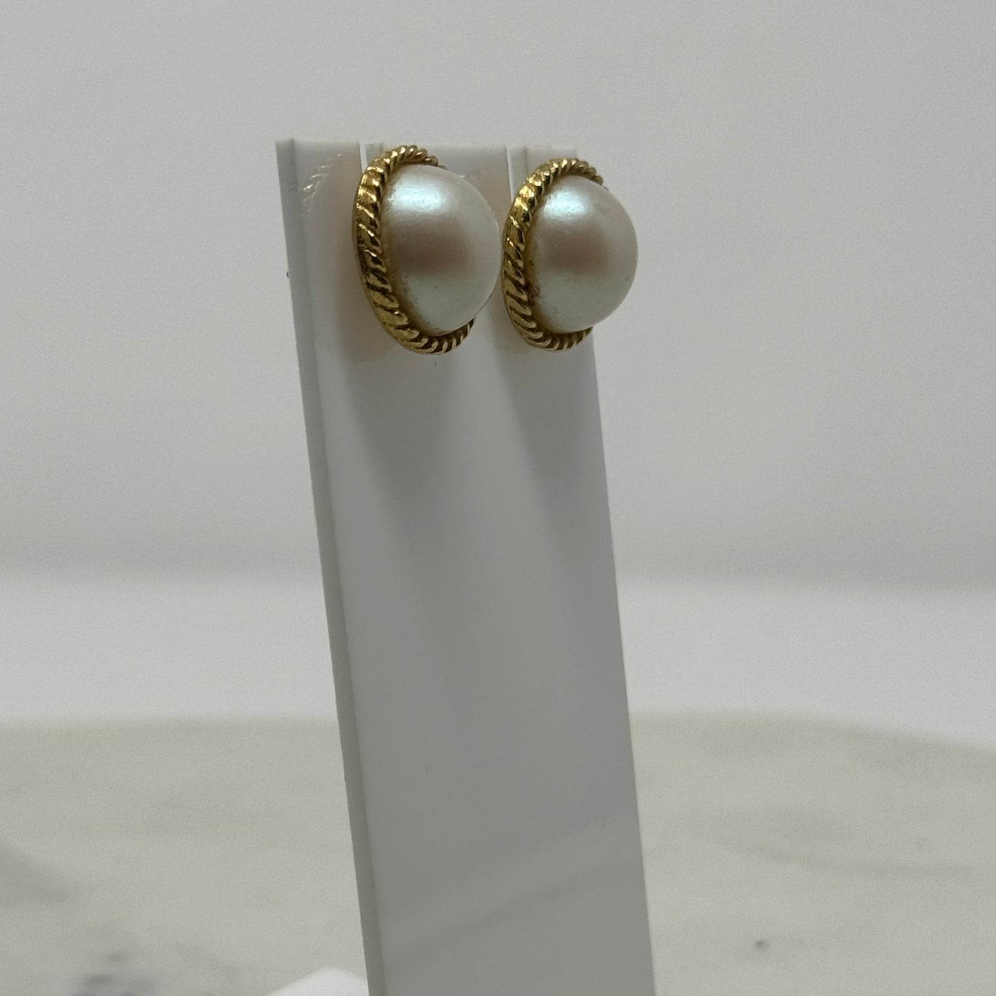 Vintage Pearl & Intricate Gold Border Statement Earrings