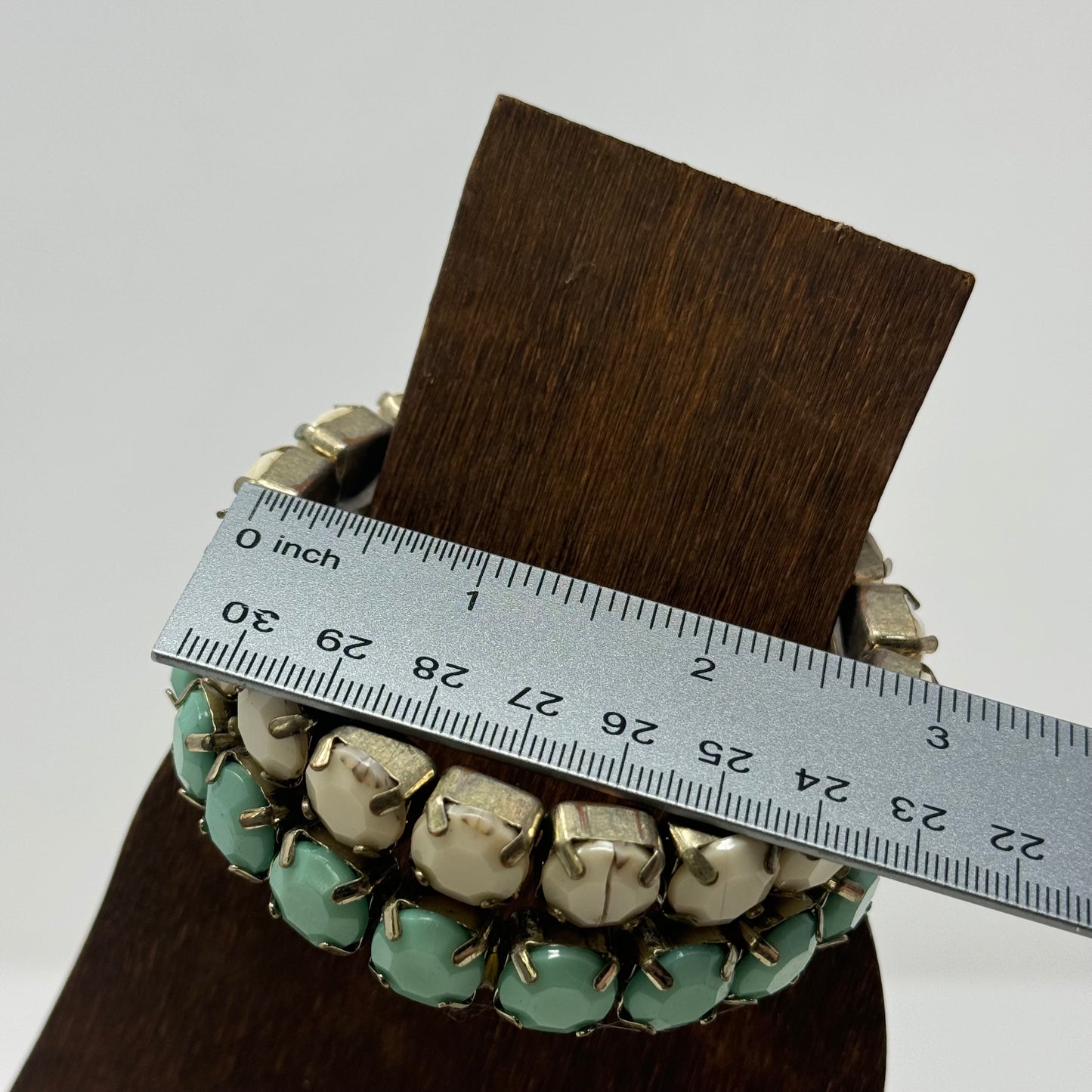 White & Turquoise Bangle Bracelets Faceted Rhinestone Boho Chic Jewelry Set