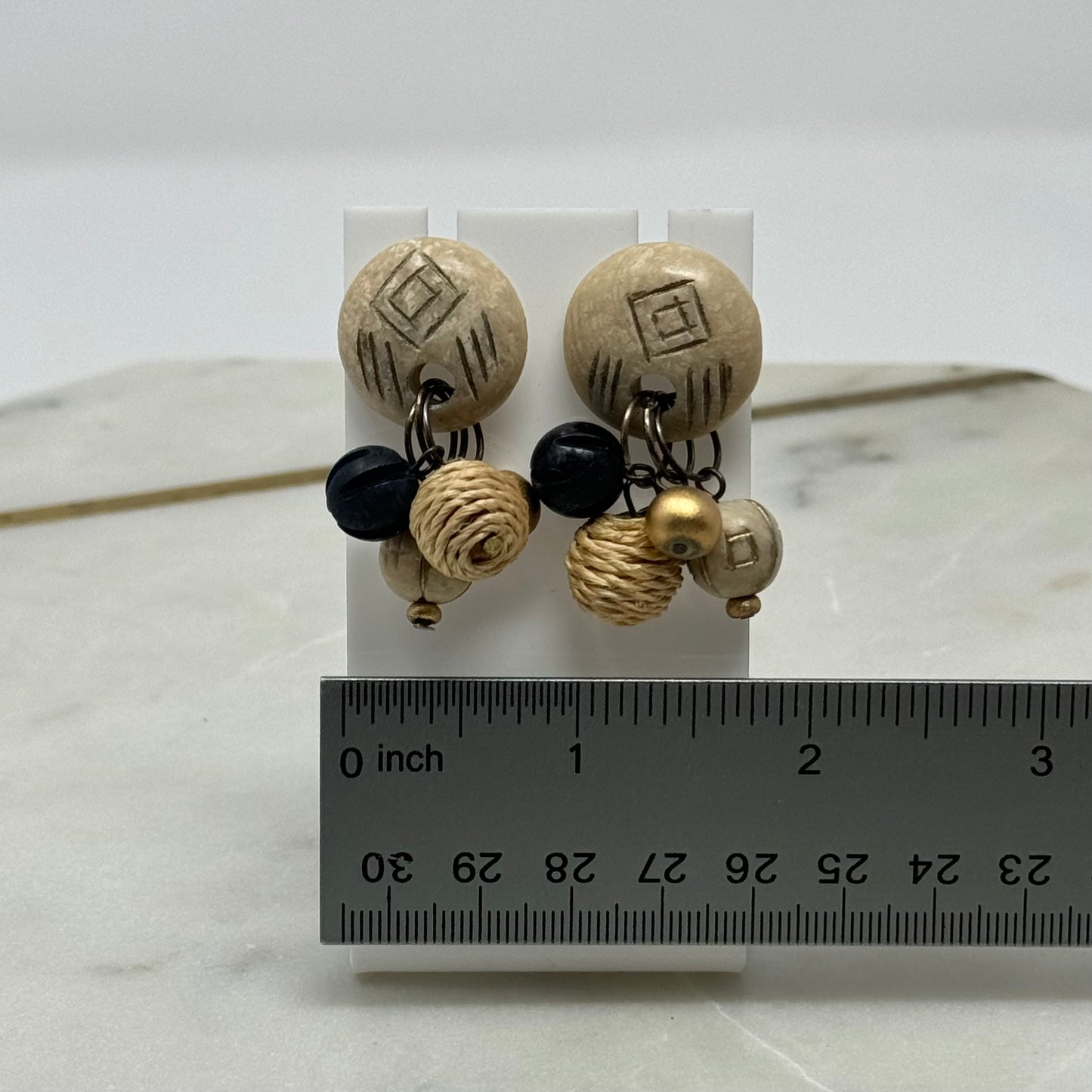 Boho Textured Neutral Dangle Post Earrings