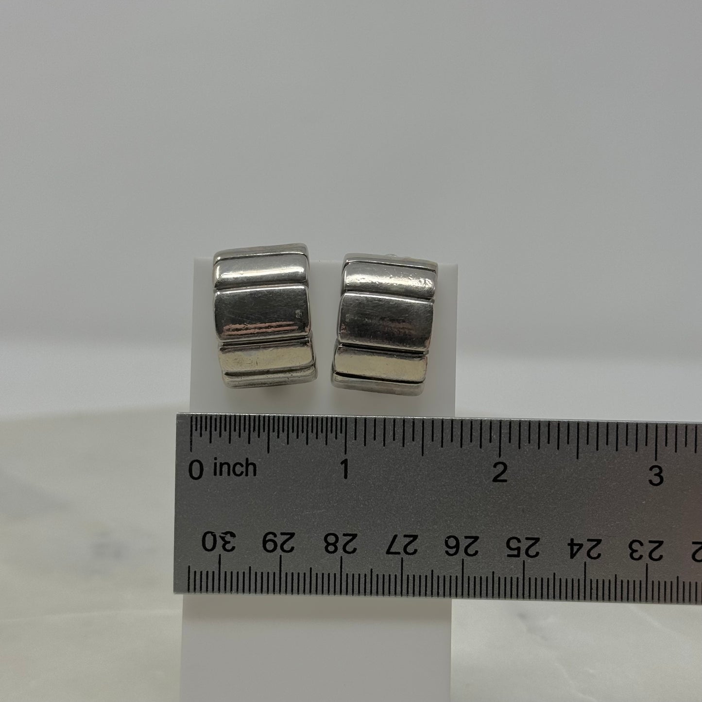 Silver Curved Clip-On Earrings