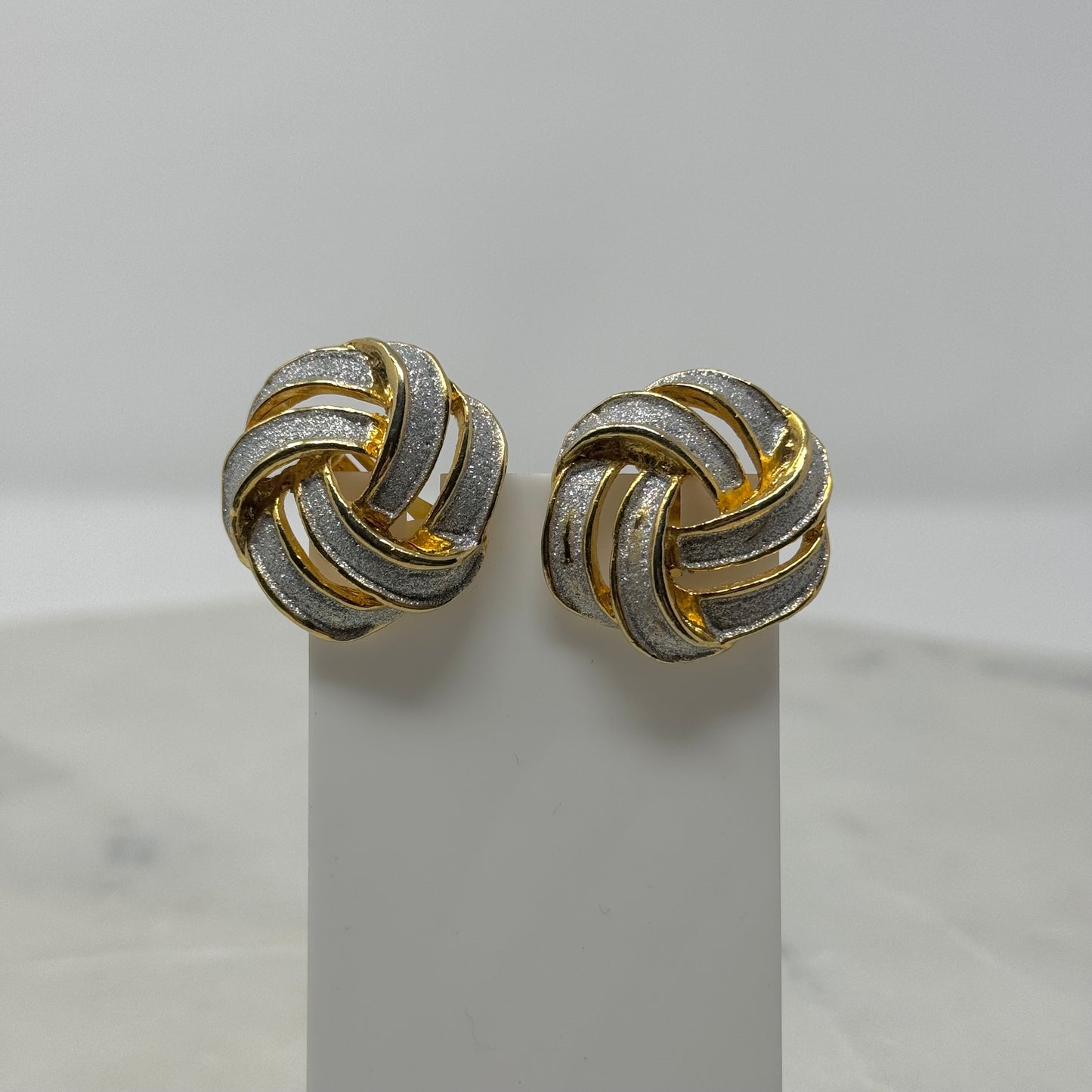 Gold & Silver Glitter Knotted Clip-On Earrings