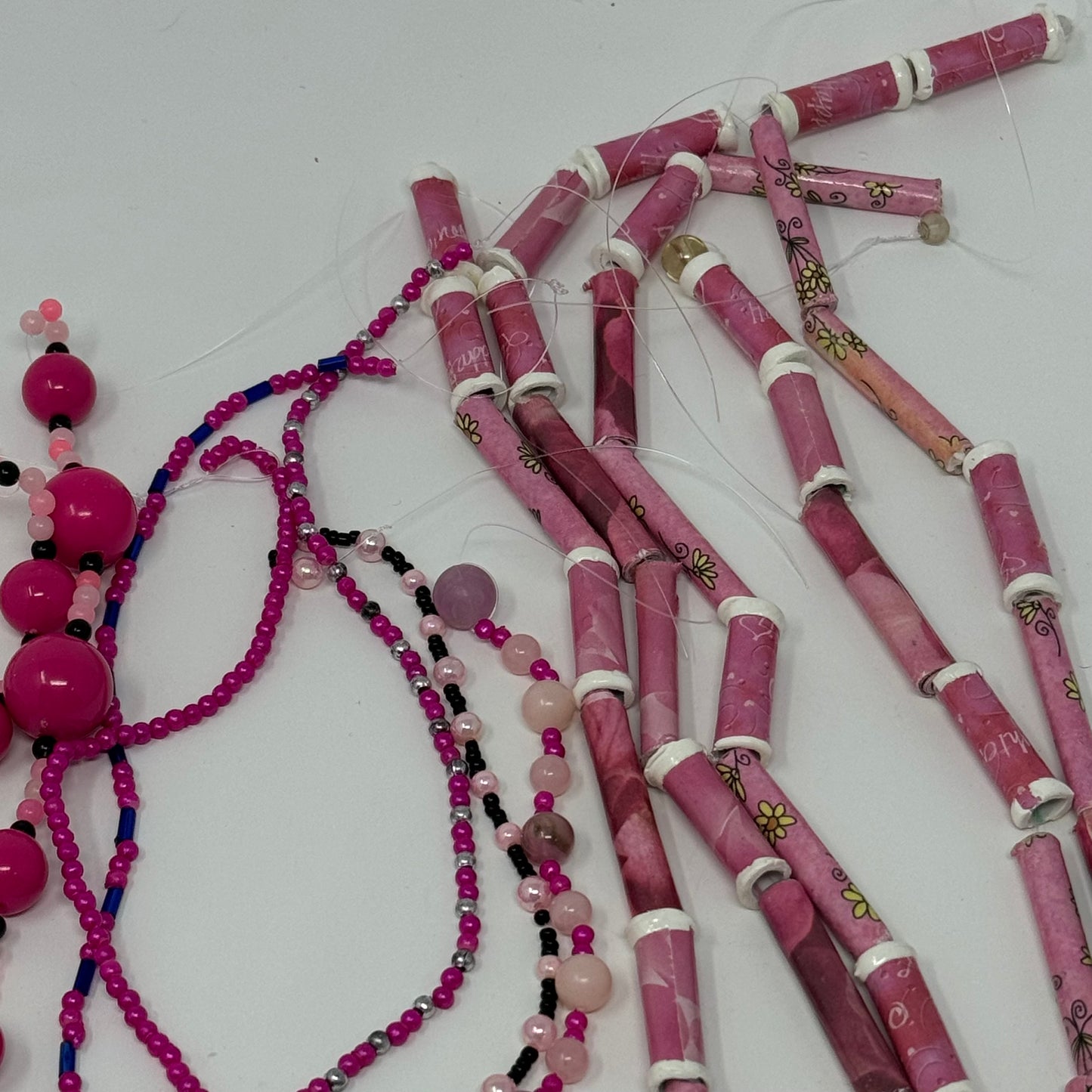 Reclaimed Pink Beads Assortment Vibrant Mixed Beads for Crafting & Jewelry Making Eco-Friendly Supplies