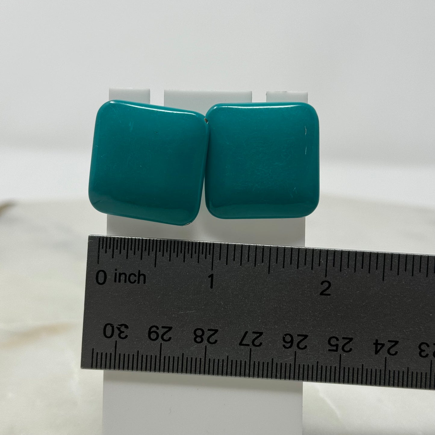 Vintage Square Teal Clip-On Earrings