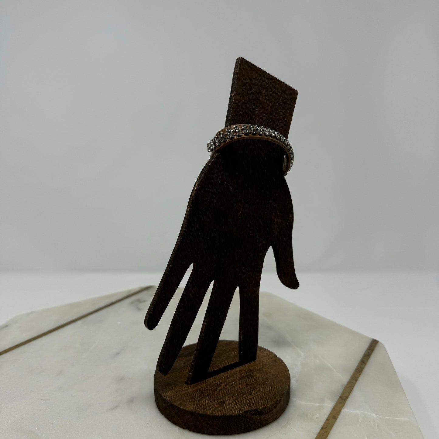 Bracelet Boho Southwest Brown Leather Rhinestone Bangle 7.75 Inch