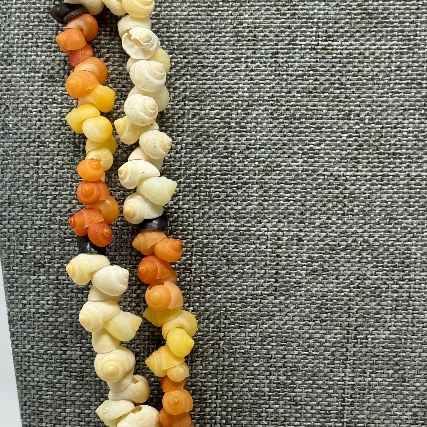 Boho Multi-Strand Shell Necklace Natural & Orange Tones Handmade Beach Statement Jewelry
