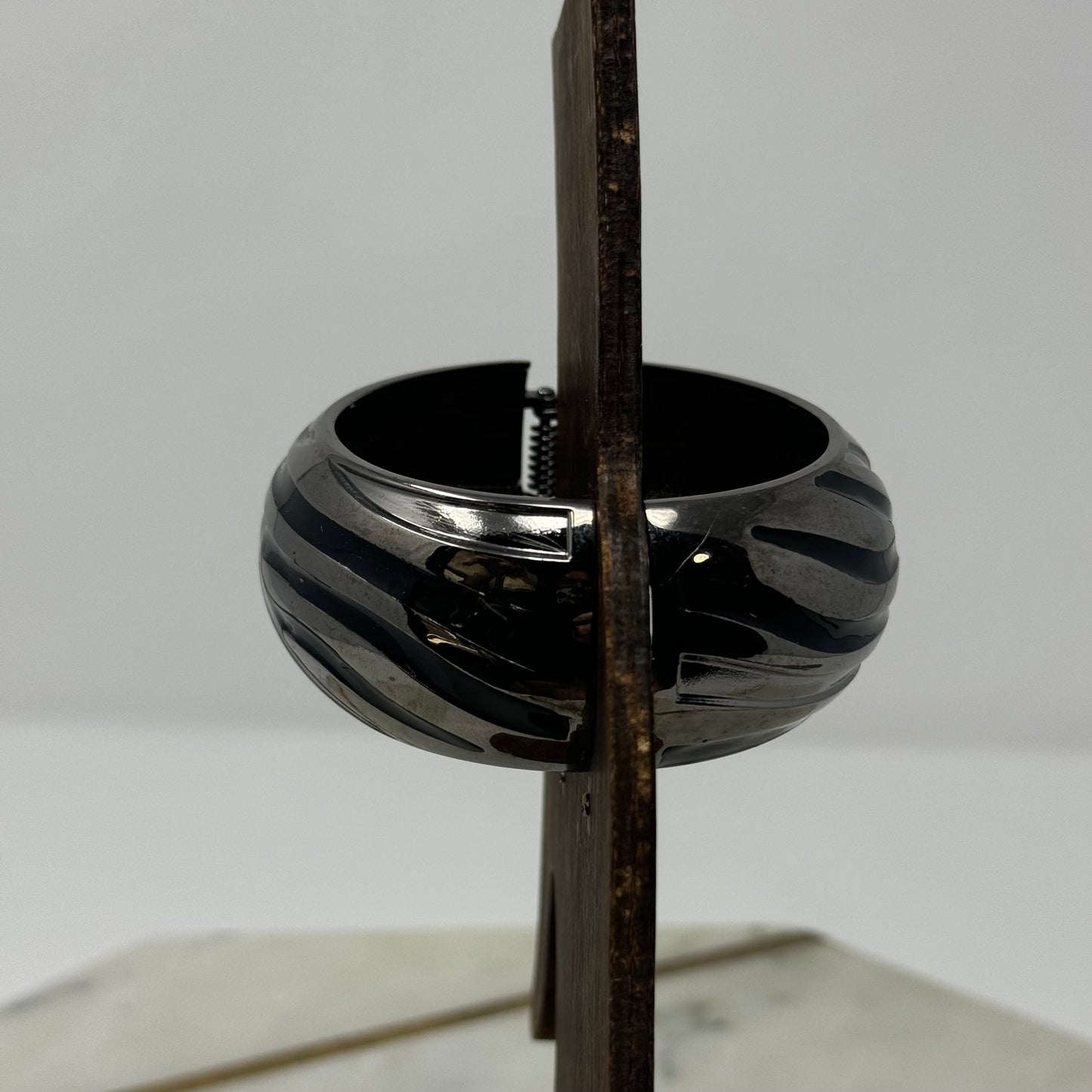 Bold Metallic Bangle Bracelet, Sleek Modern Wave Design, Statement Jewelry