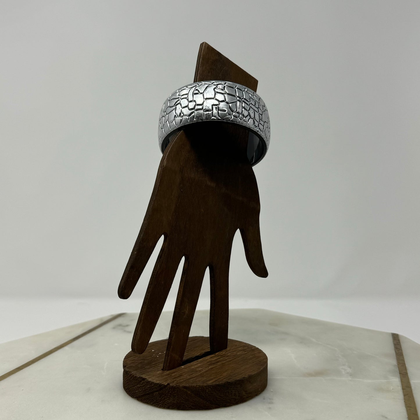 Silver Textured Bangle Bracelet