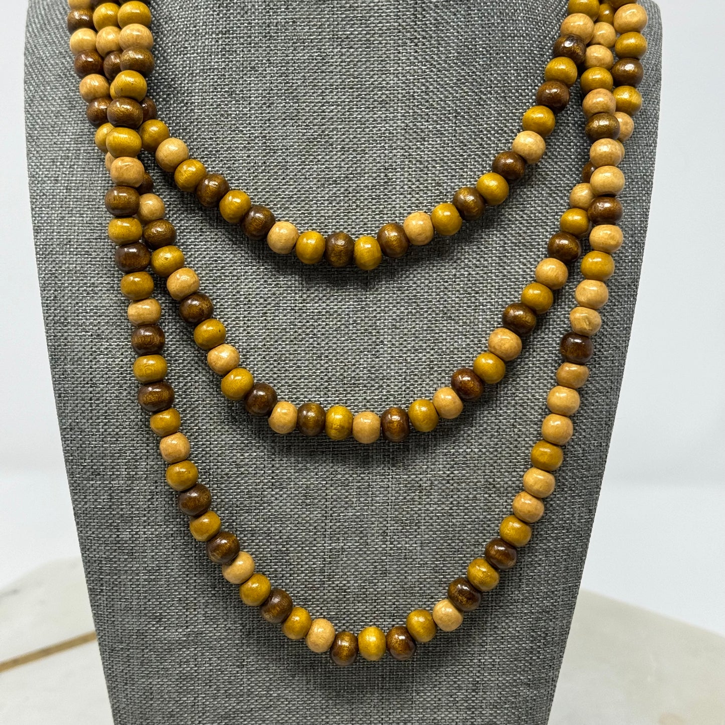 Boho Wood Beaded Necklace  Brown Tones Handmade Natural Statement Jewelry Multi-Style