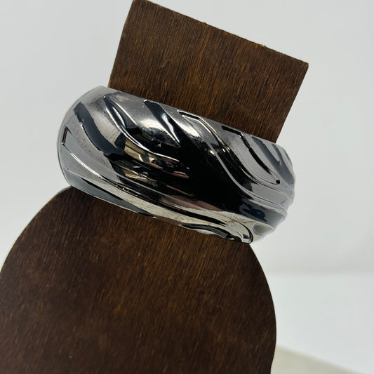 Bold Metallic Bangle Bracelet, Sleek Modern Wave Design, Statement Jewelry