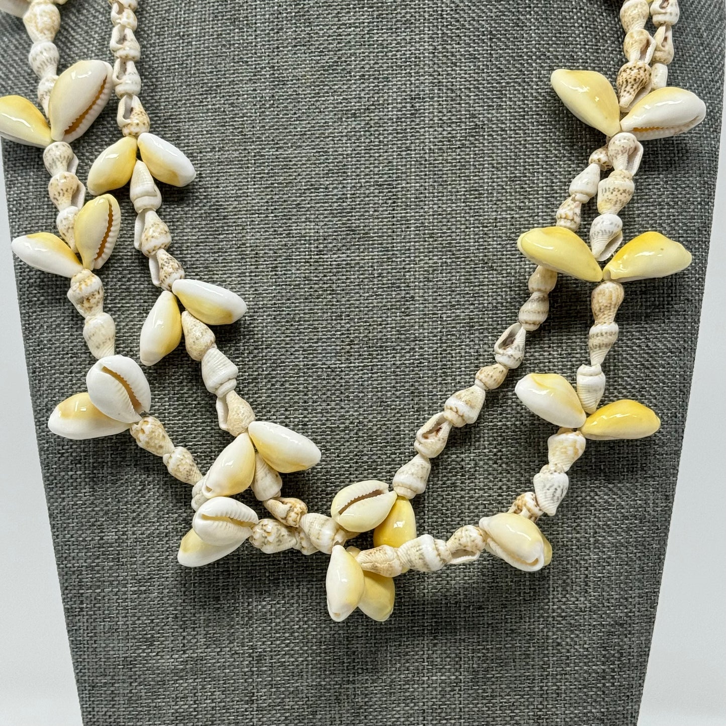 Boho Beach Shell Necklace with Cowrie & Cone Shells - Handmade Multi-Strand Statement Jewelry