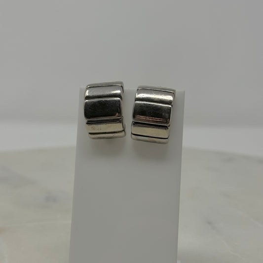 Silver Curved Clip-On Earrings
