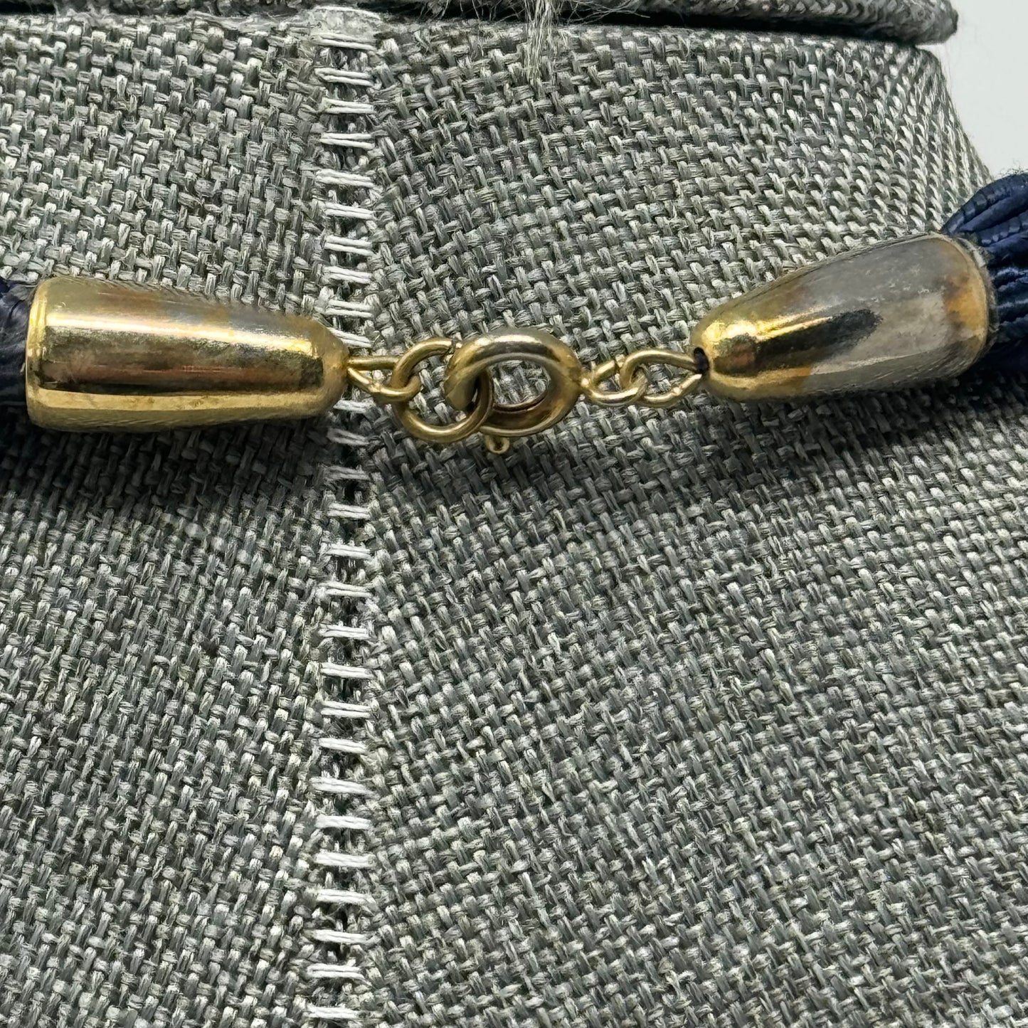 Elegant Blue & Gold Beaded Necklace with Multi-Strand Rope - Modern Statement Jewelry