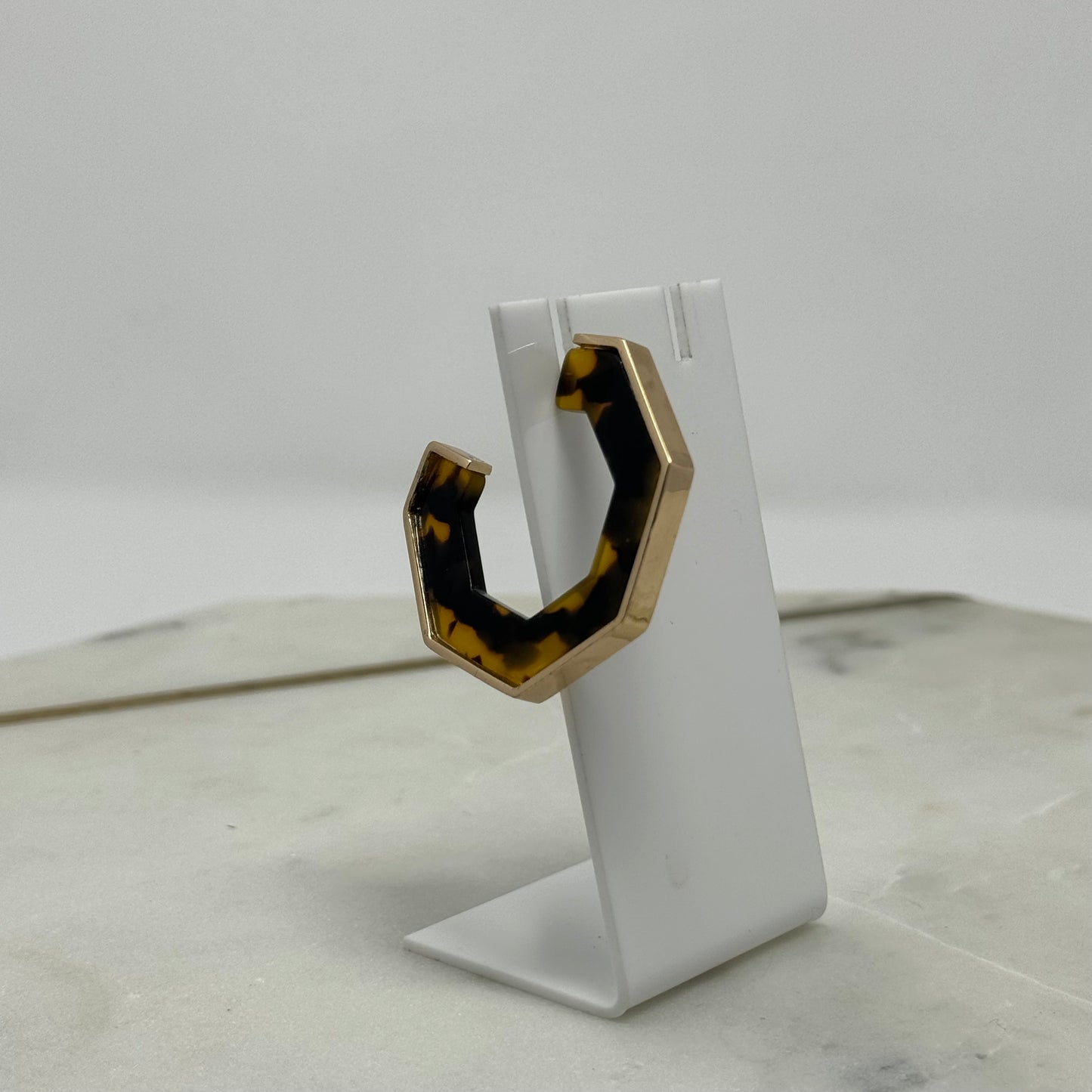 Gold Hexagon Hoop Earrings