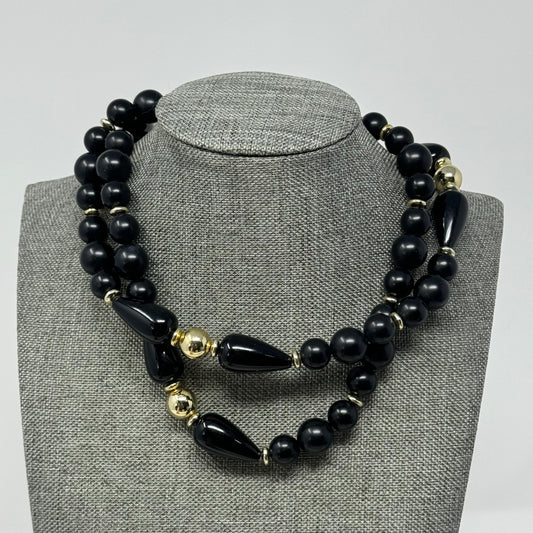 Necklace Retro Statement Black Beaded Strand 28 in Fashion Jewelry