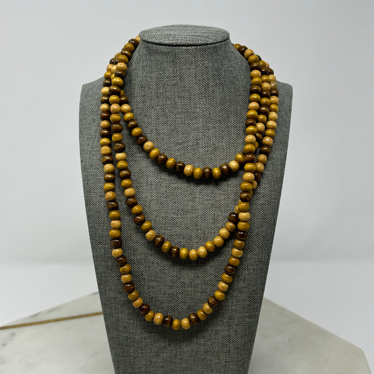 Boho Wood Beaded Necklace  Brown Tones Handmade Natural Statement Jewelry Multi-Style