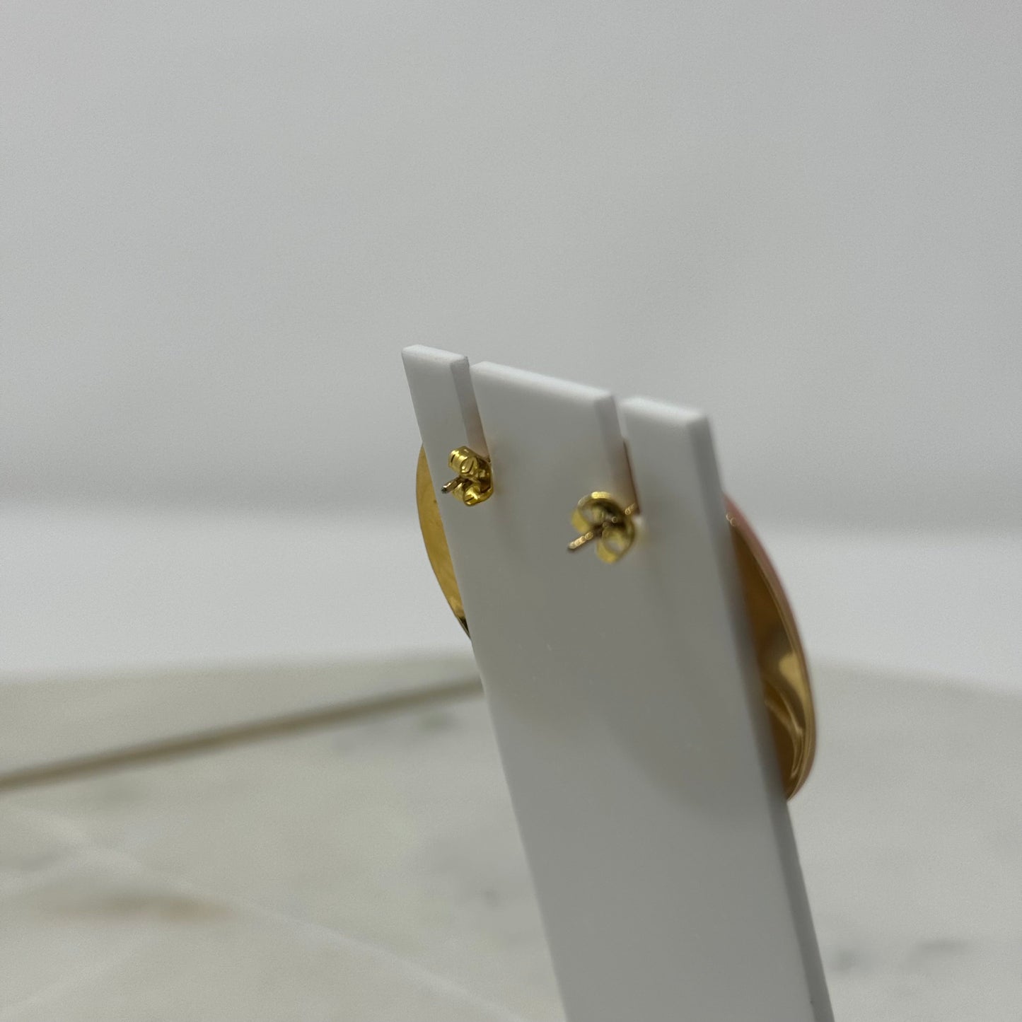Vintage Large Round Blush Enamel Stud Earrings