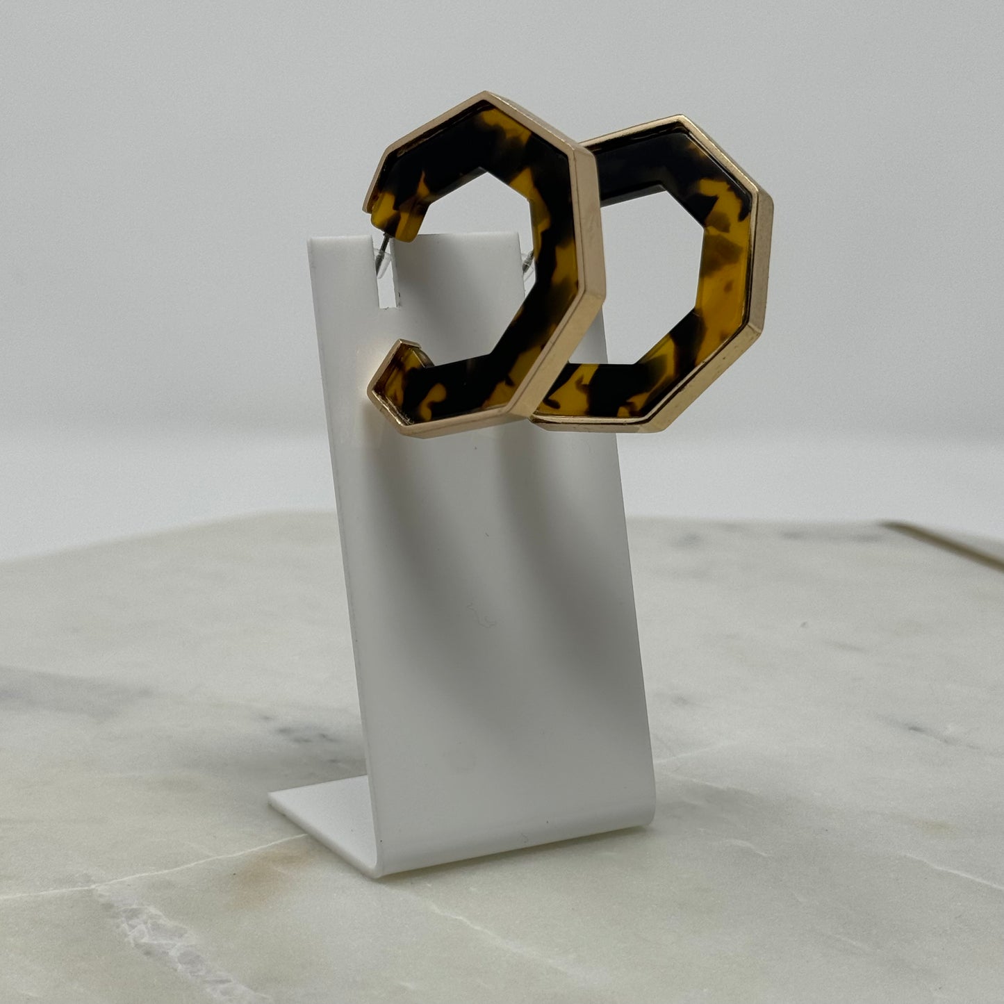 Gold Hexagon Hoop Earrings