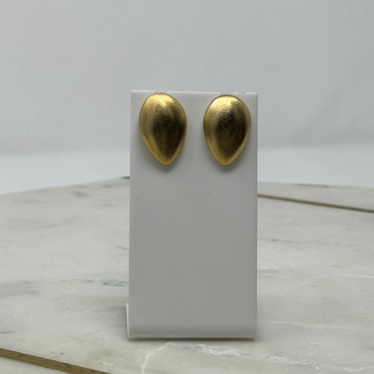 Vintage Almond Textured Gold Post Earrings