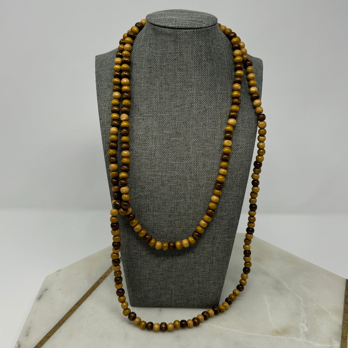 Boho Wood Beaded Necklace  Brown Tones Handmade Natural Statement Jewelry Multi-Style