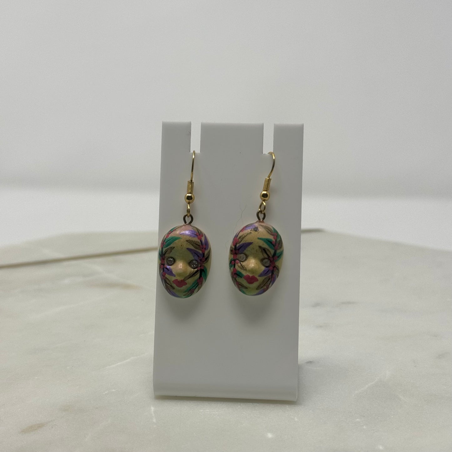 Vintage Theater Mask Hook Dangle Earrings