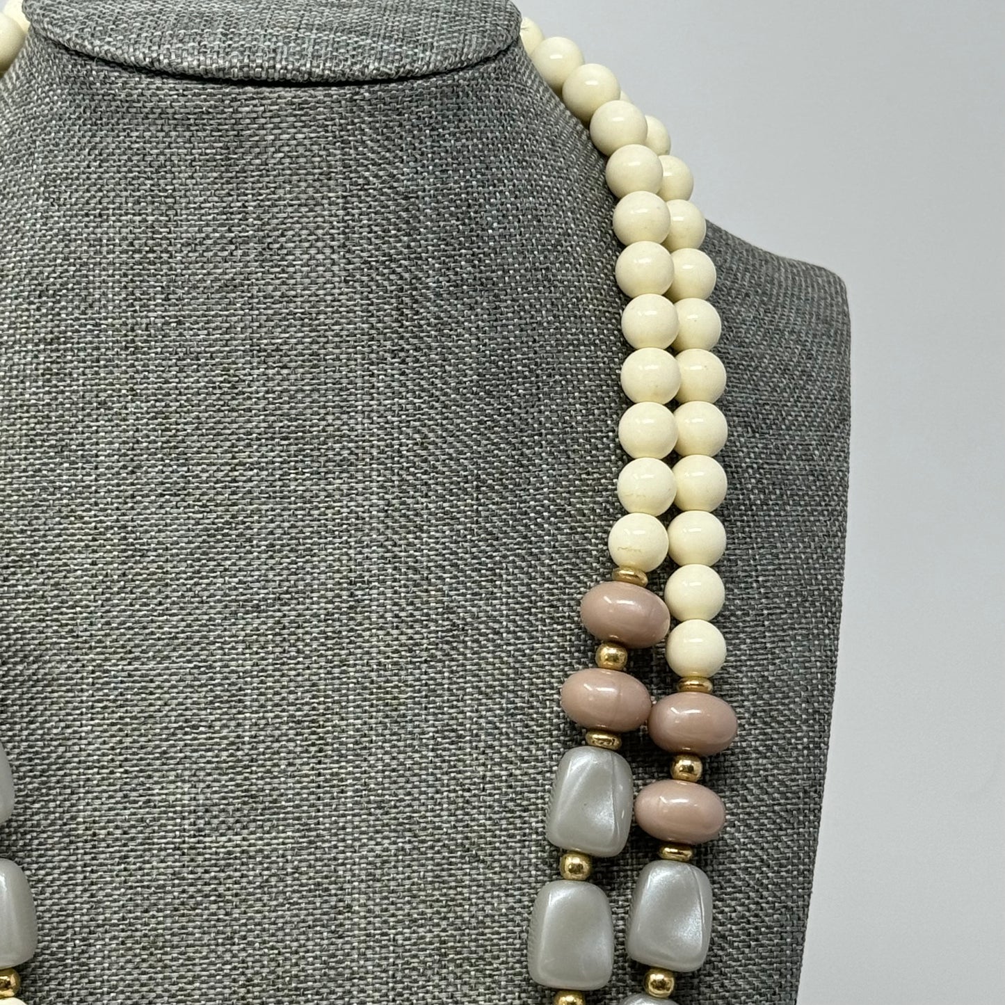 Womens Necklace Boho Statement Double Beaded Strands 18 in Costume Jewelry