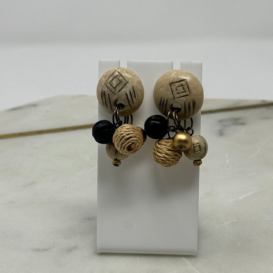 Boho Textured Neutral Dangle Post Earrings