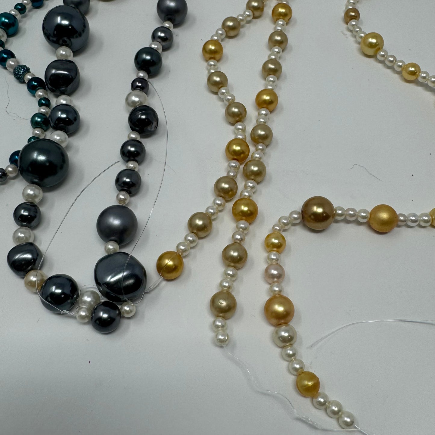 Reclaimed Assorted Pearl & Metallic Beads Vibrant Teal, Purple, and Ivory String Beads Jewelry Making & Craft Supplies
