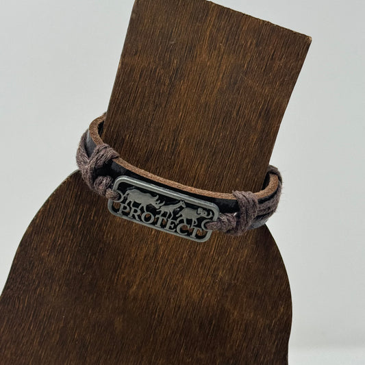 Bracelet Boho Brown Leather Bangle 7 Inch Protect African Safari Charm