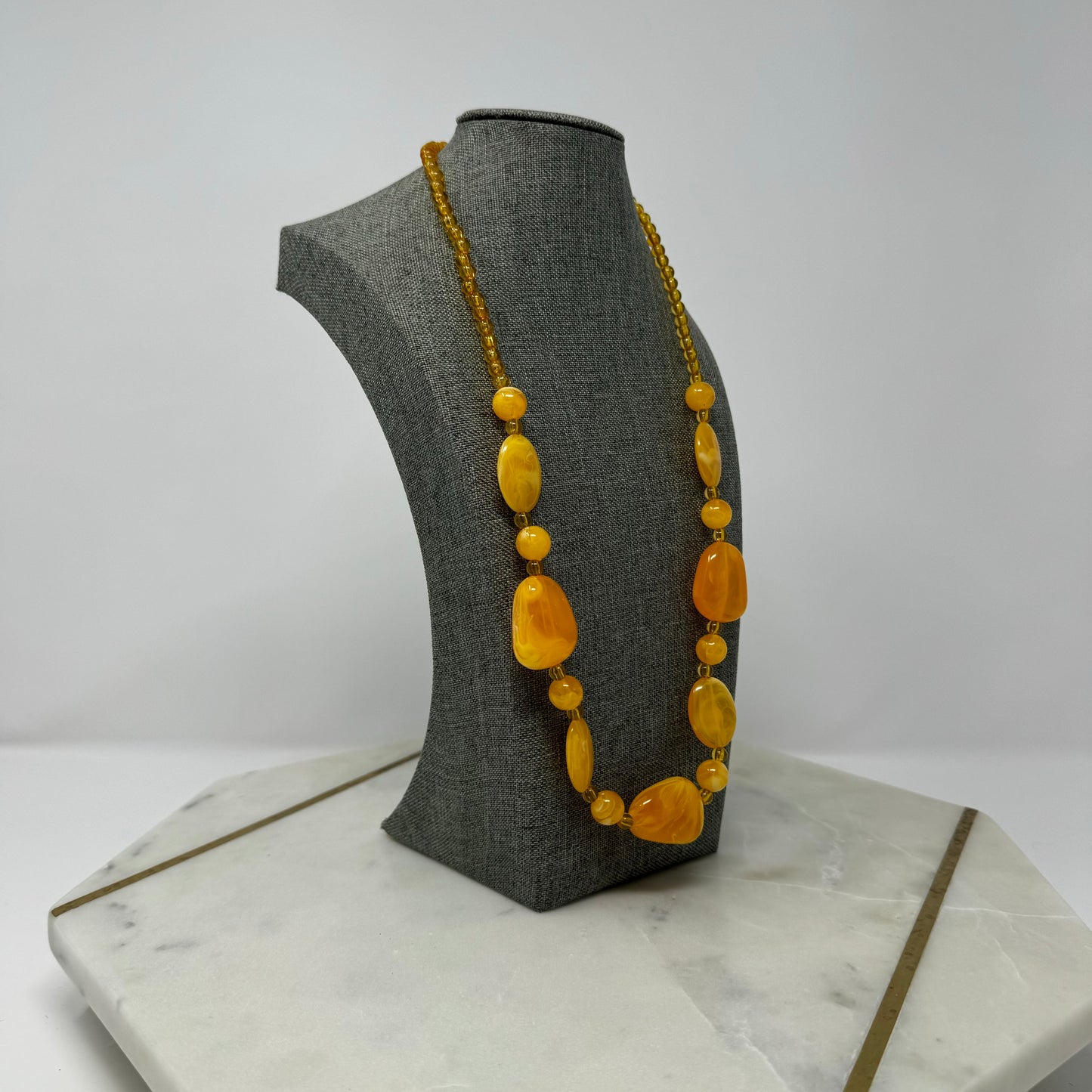 Sunset Orange Beaded Bib Necklace 24”