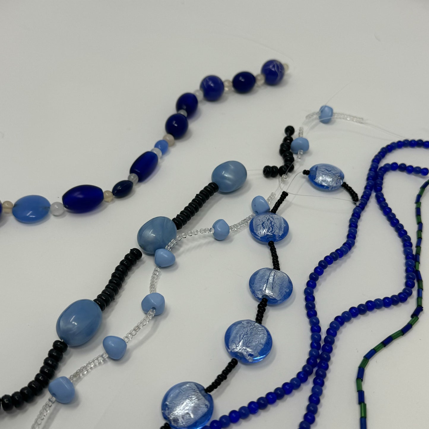 Reclaimed Blue Glass Beads Strands Crafting & Jewelry Making Supplies Sustainable Craft Materials