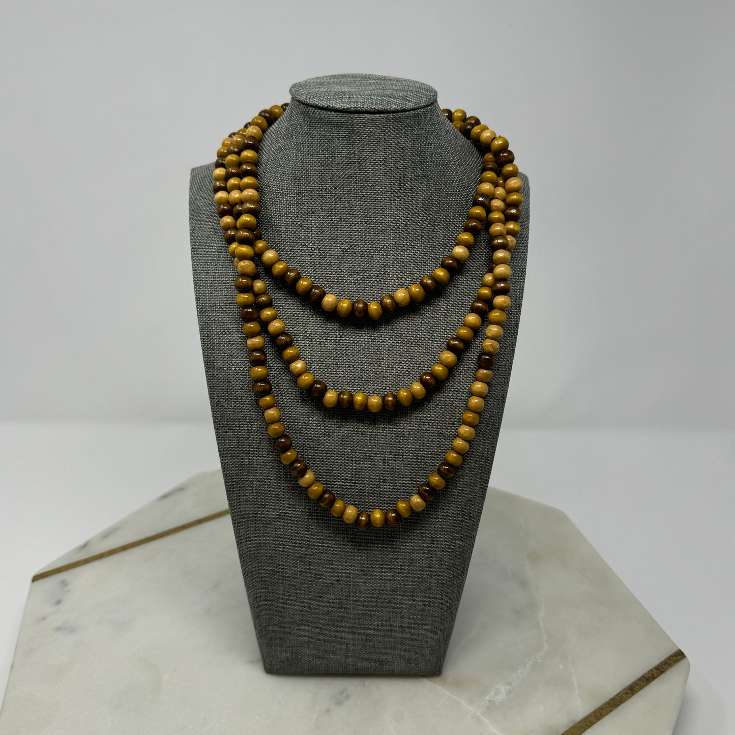 Boho Wood Beaded Necklace  Brown Tones Handmade Natural Statement Jewelry Multi-Style