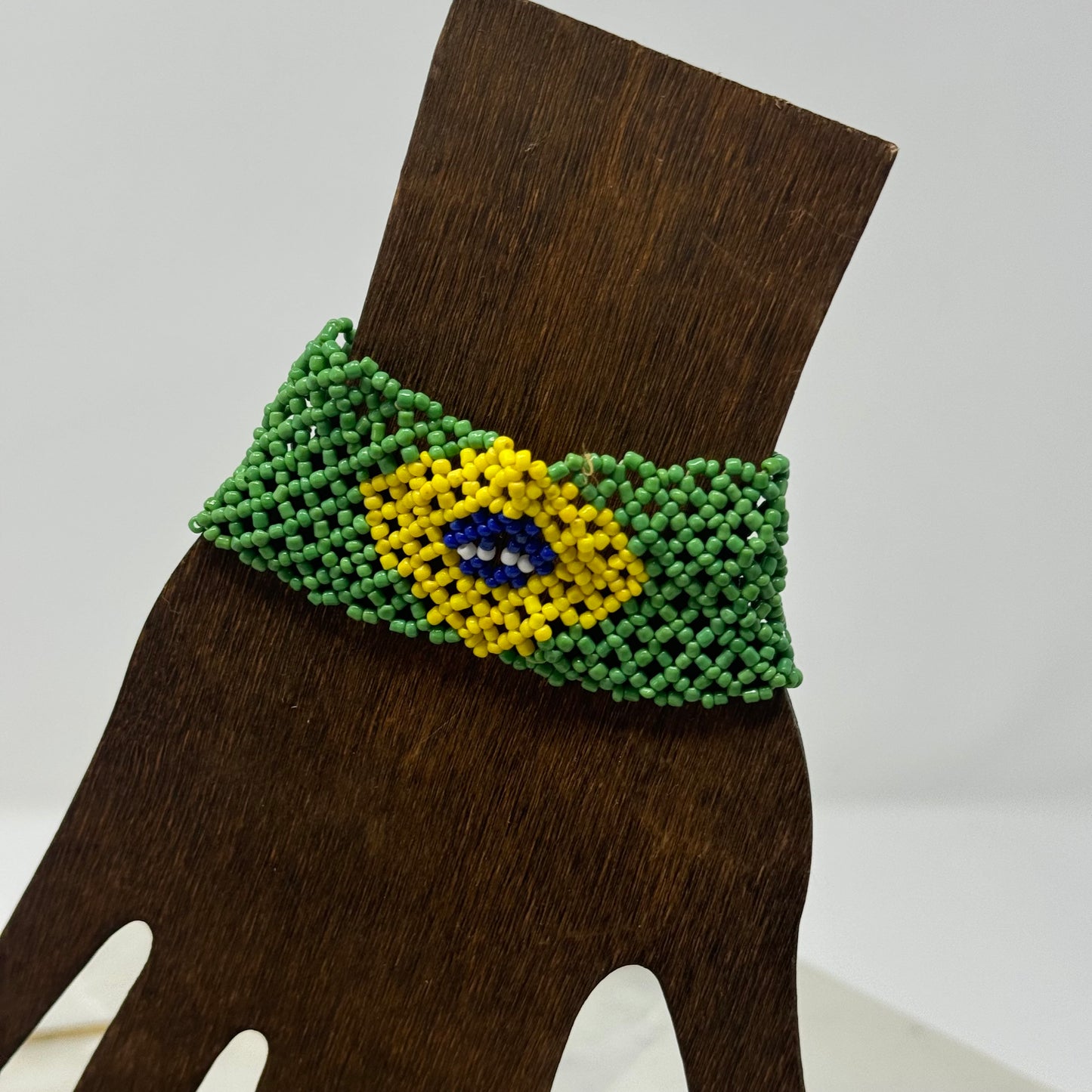 Bracelet Brazil Multi-Layer Seed Beaded Cuff Flag 6.5 in Fashion Jewelry