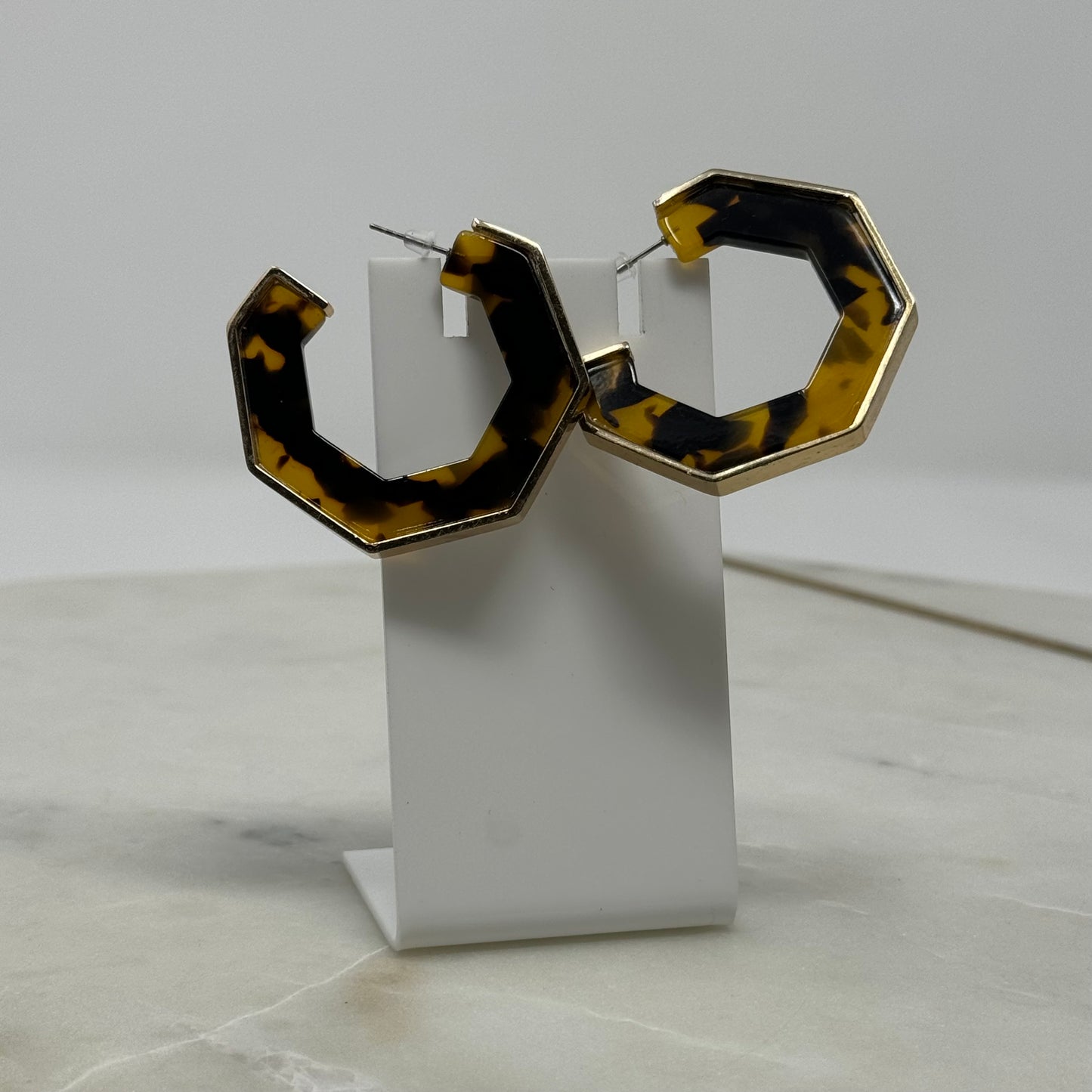 Gold Hexagon Hoop Earrings