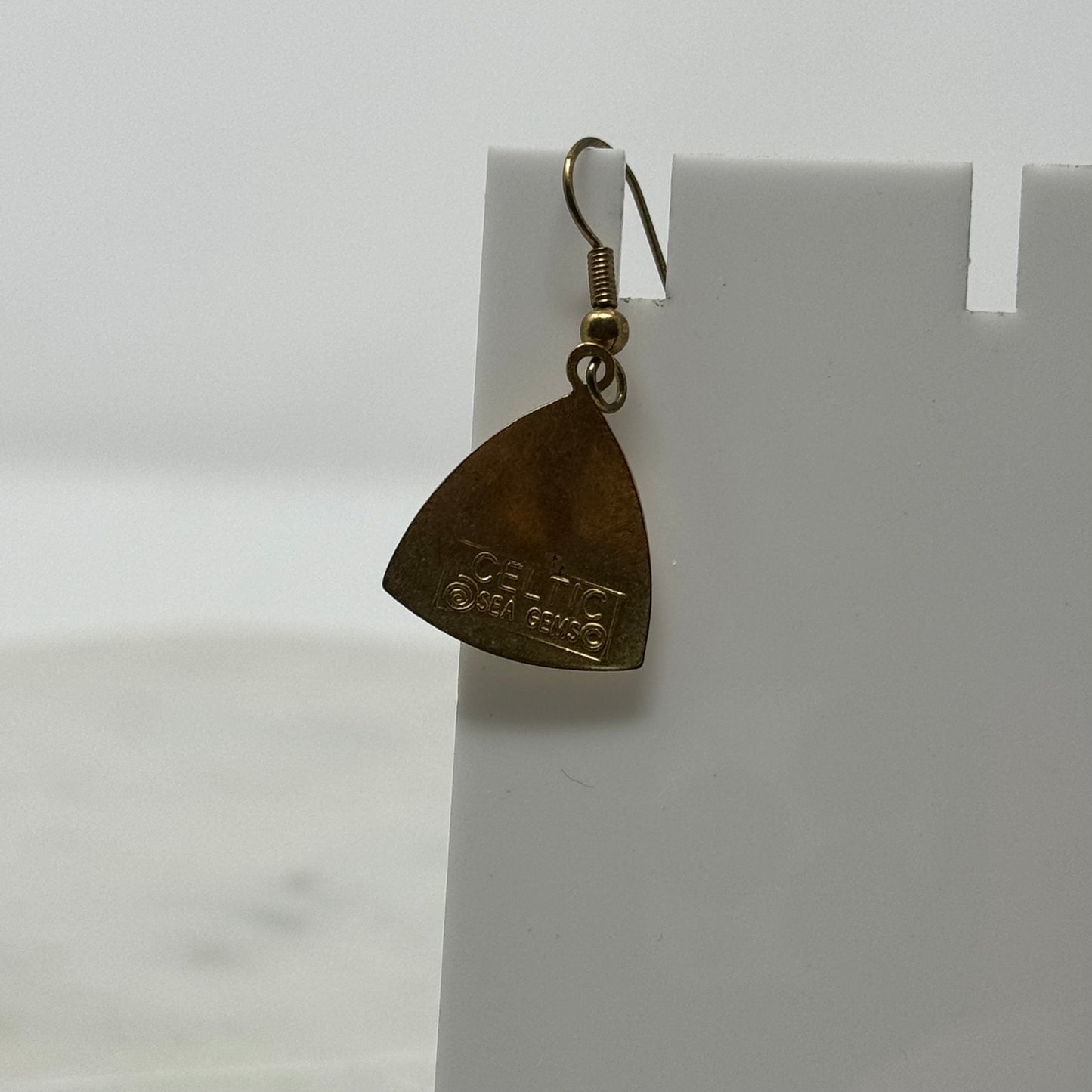 Celtic Sea Gems Enamel Dangle Gold Hook Earrings