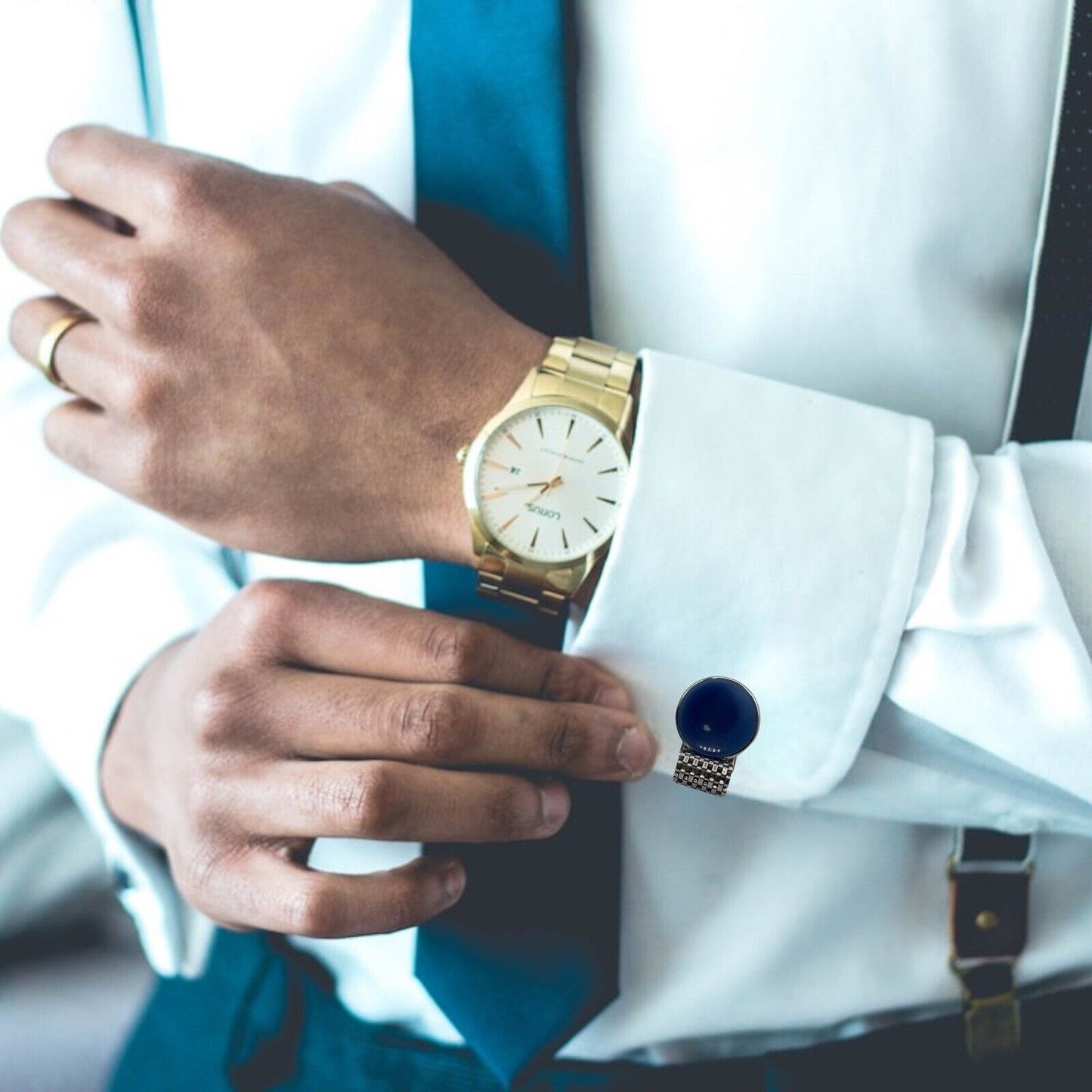 Blue Moonstone & Silver Wrap Around Cufflinks
