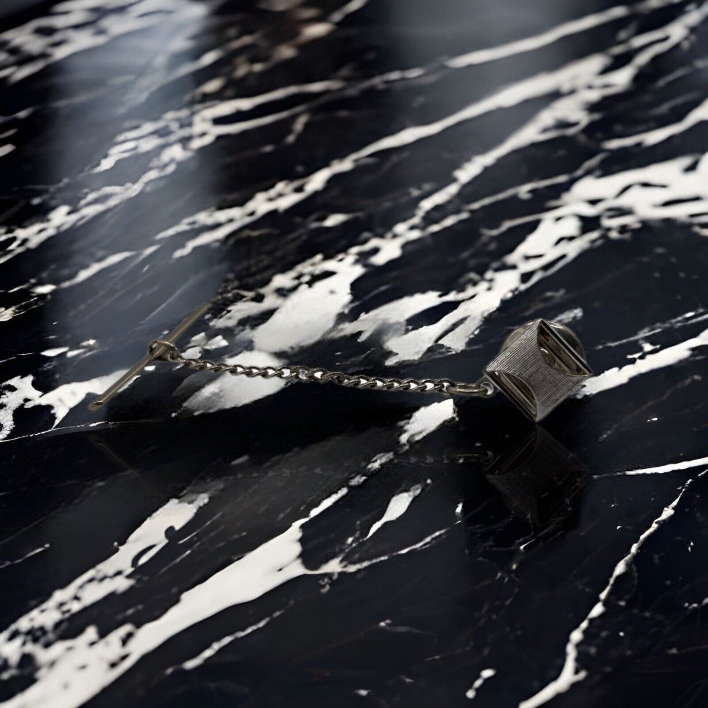 Vintage Tie Tac or Lapel Pin Square Design Silver Tone