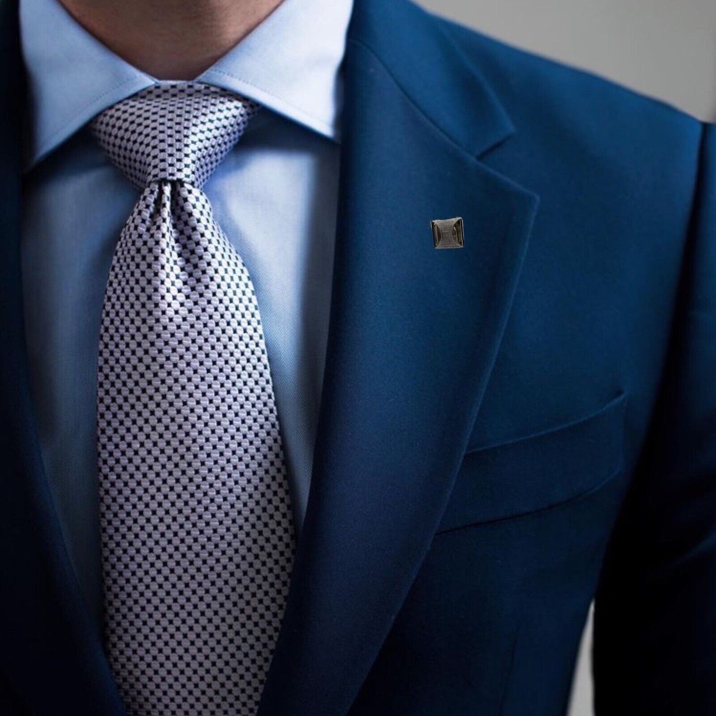 Vintage Tie Tac or Lapel Pin Square Design Silver Tone