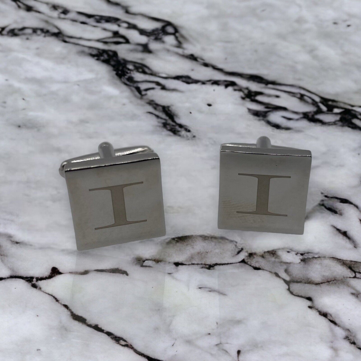 Chrome Monogram Letter I Cufflinks