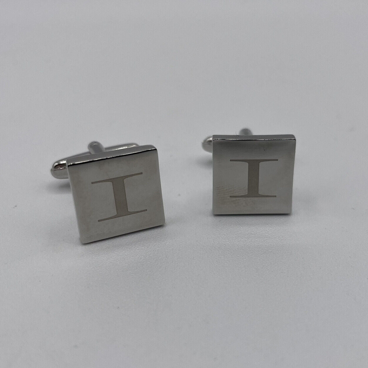 Chrome Monogram Letter I Cufflinks