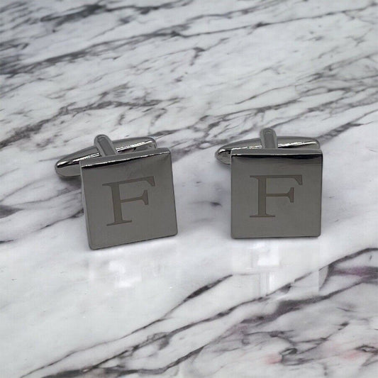 Chrome Monogram Letter F Cufflinks