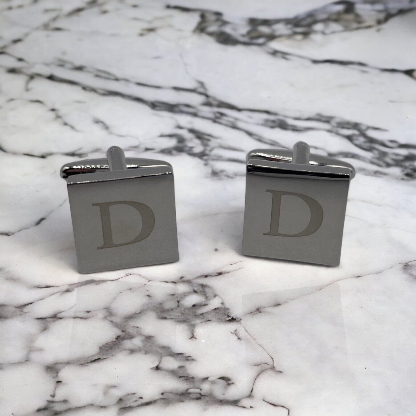 Chrome Monogram Letter D Cufflinks