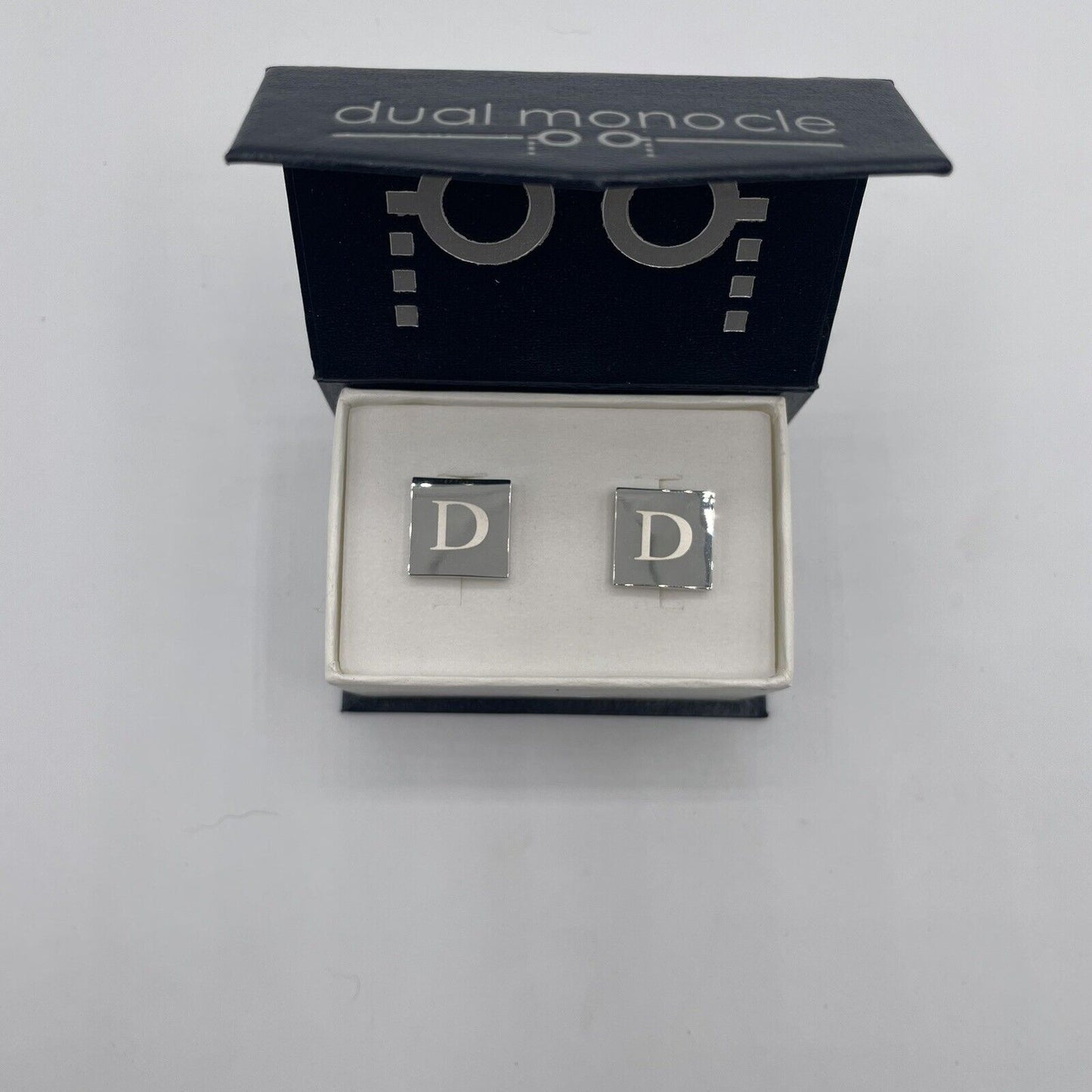 Chrome Monogram Letter D Cufflinks