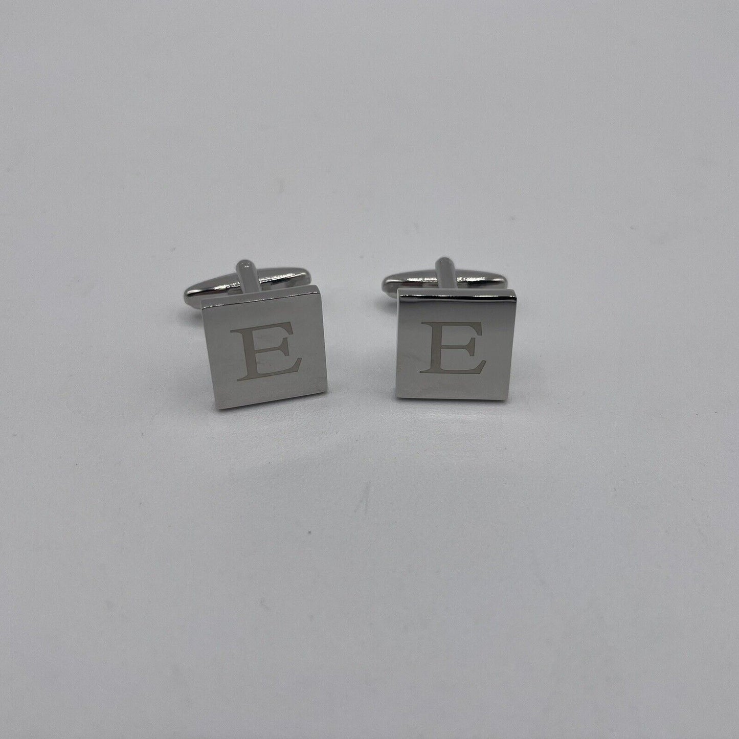 Chrome Monogram Letter E Cufflinks