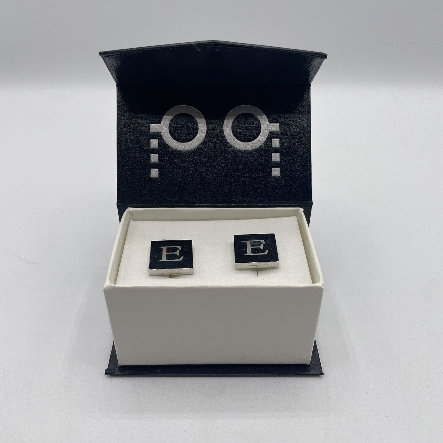 Chrome Monogram Letter E Cufflinks