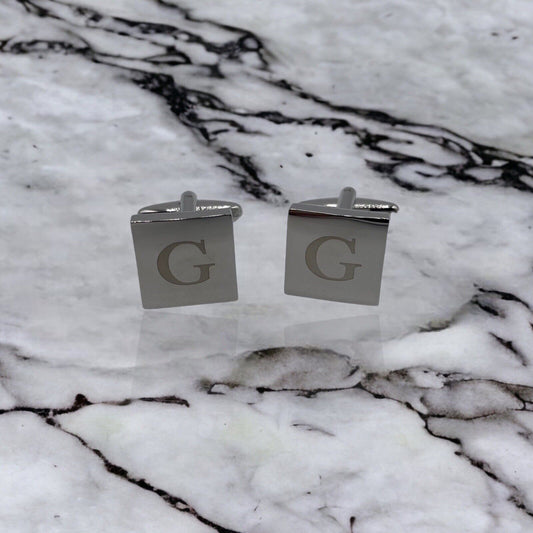 Chrome Monogram Letter G Cufflinks
