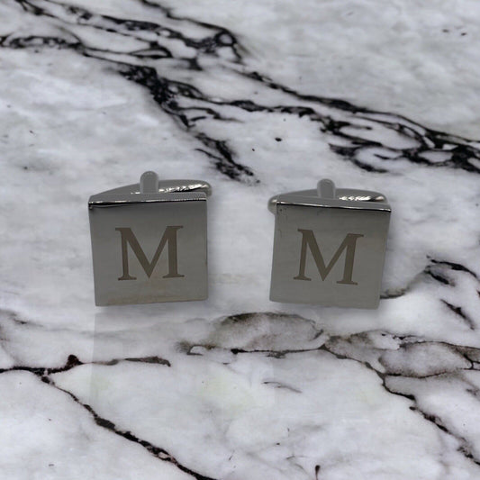 Chrome Monogram Letter M Cufflinks