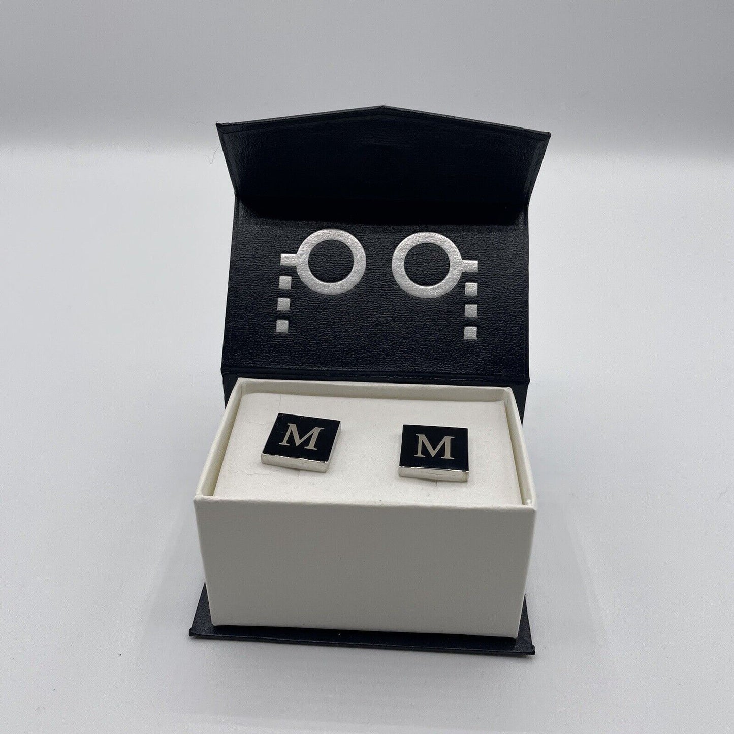 Chrome Monogram Letter M Cufflinks