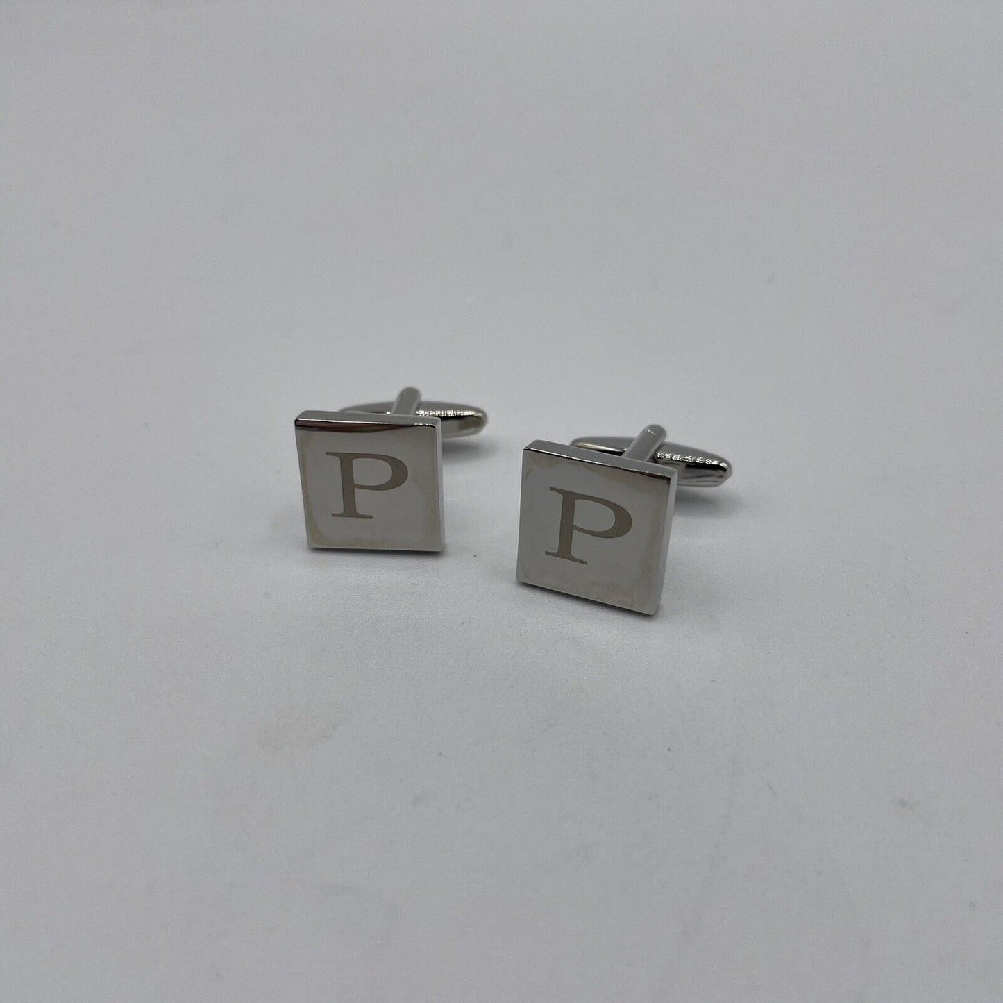 Chrome Monogram Letter P Cufflinks