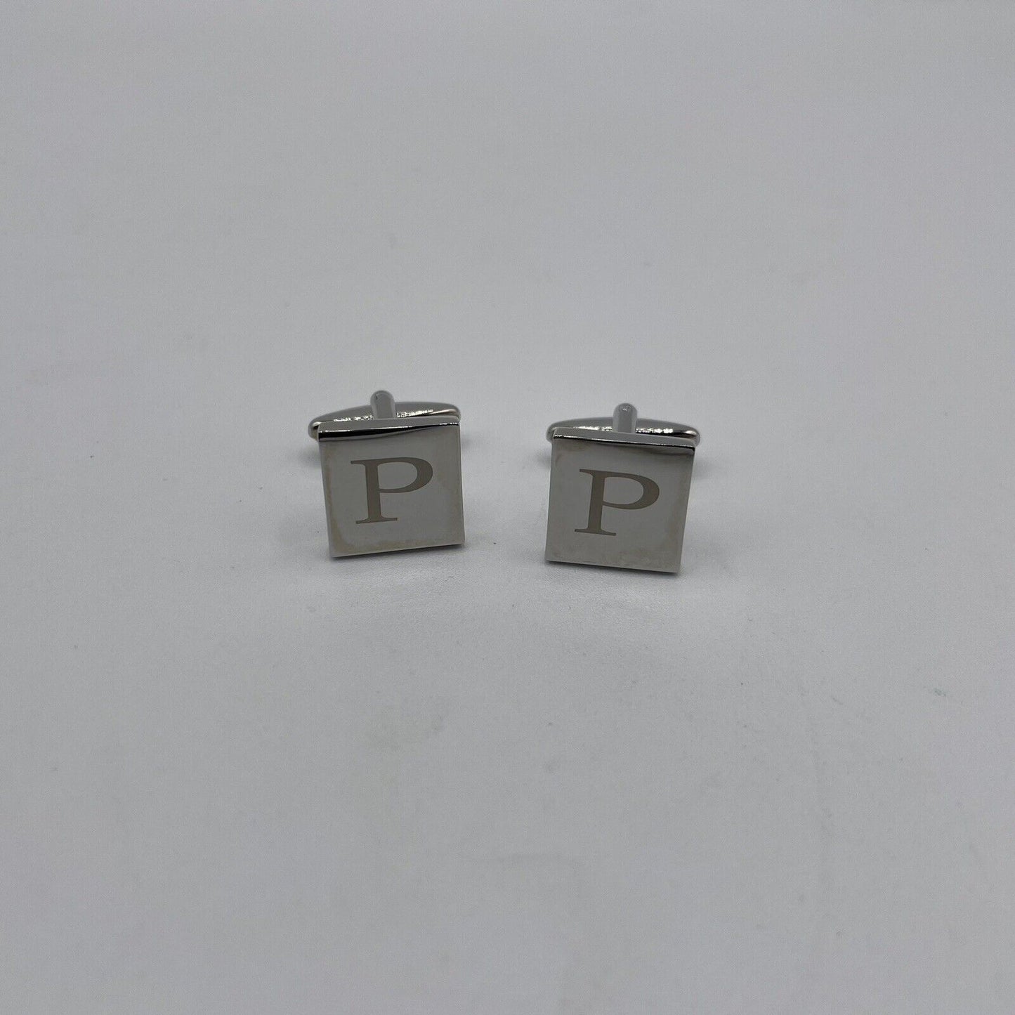 Chrome Monogram Letter P Cufflinks