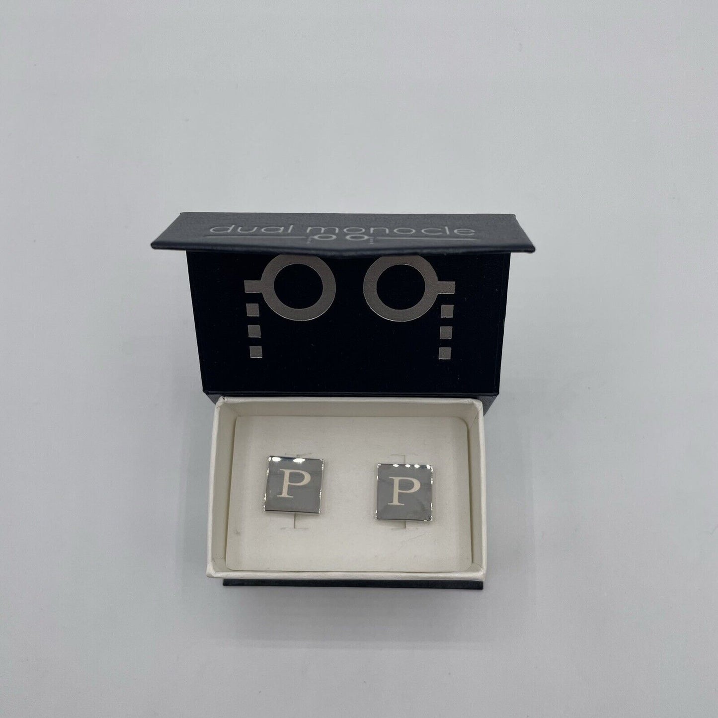 Chrome Monogram Letter P Cufflinks